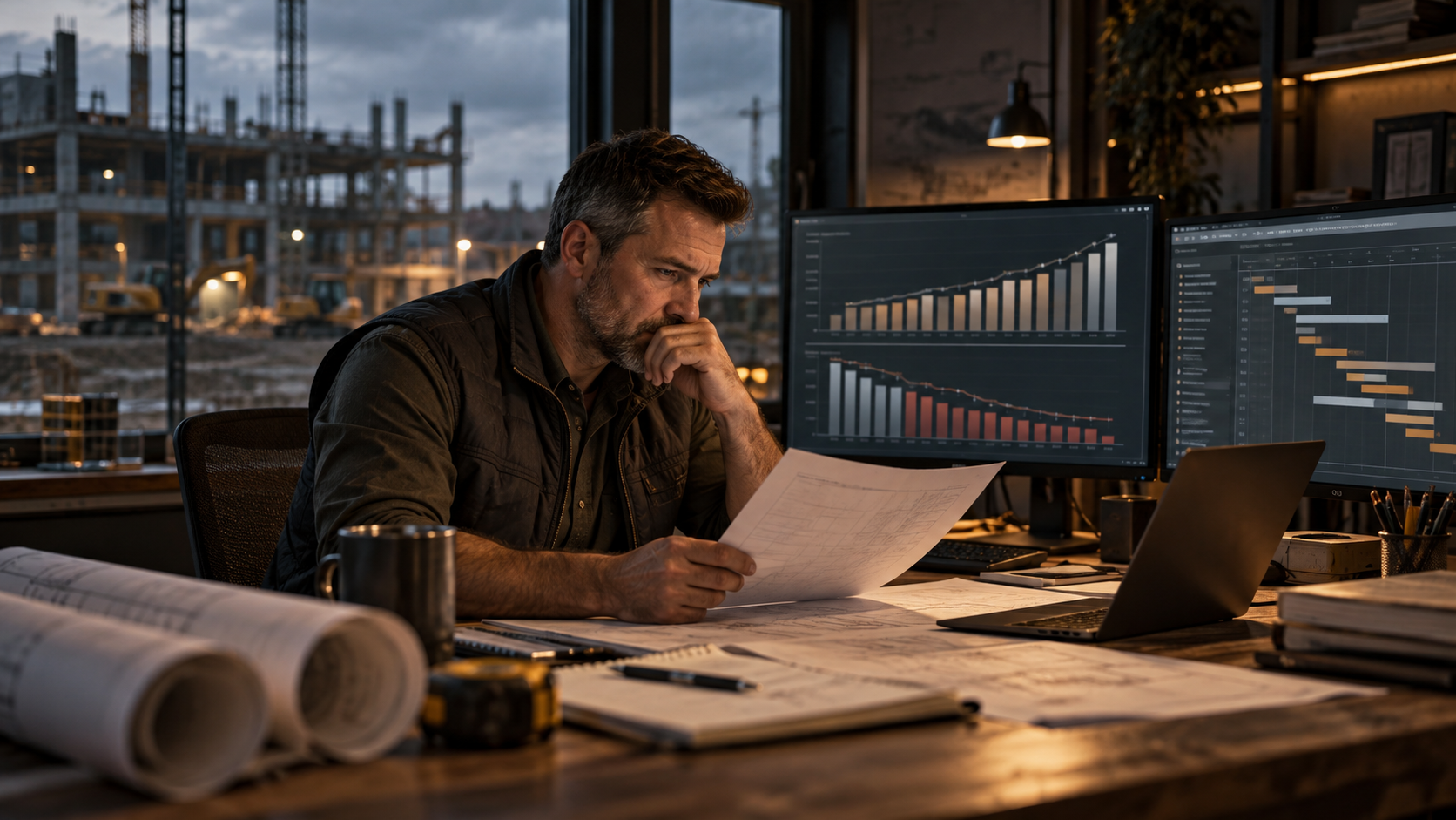 Construction operator comparing monthly project momentum with the annual trend